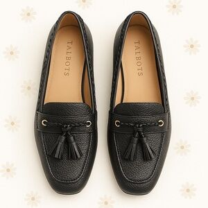Talbots Black Leather Tassel Loafers